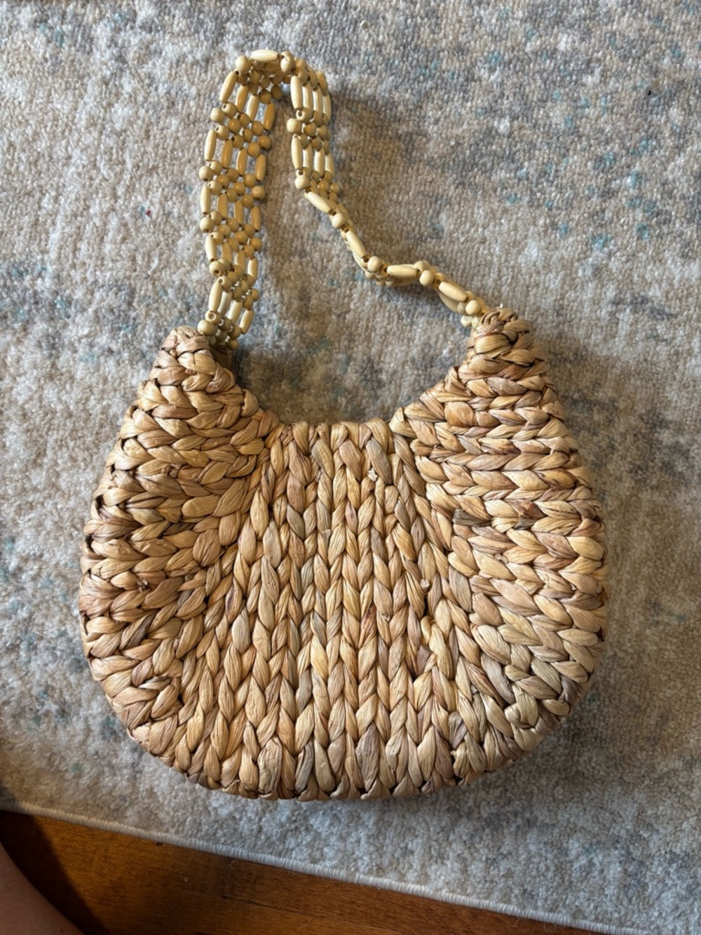 Woven Straw Shoulder Bag in Natural